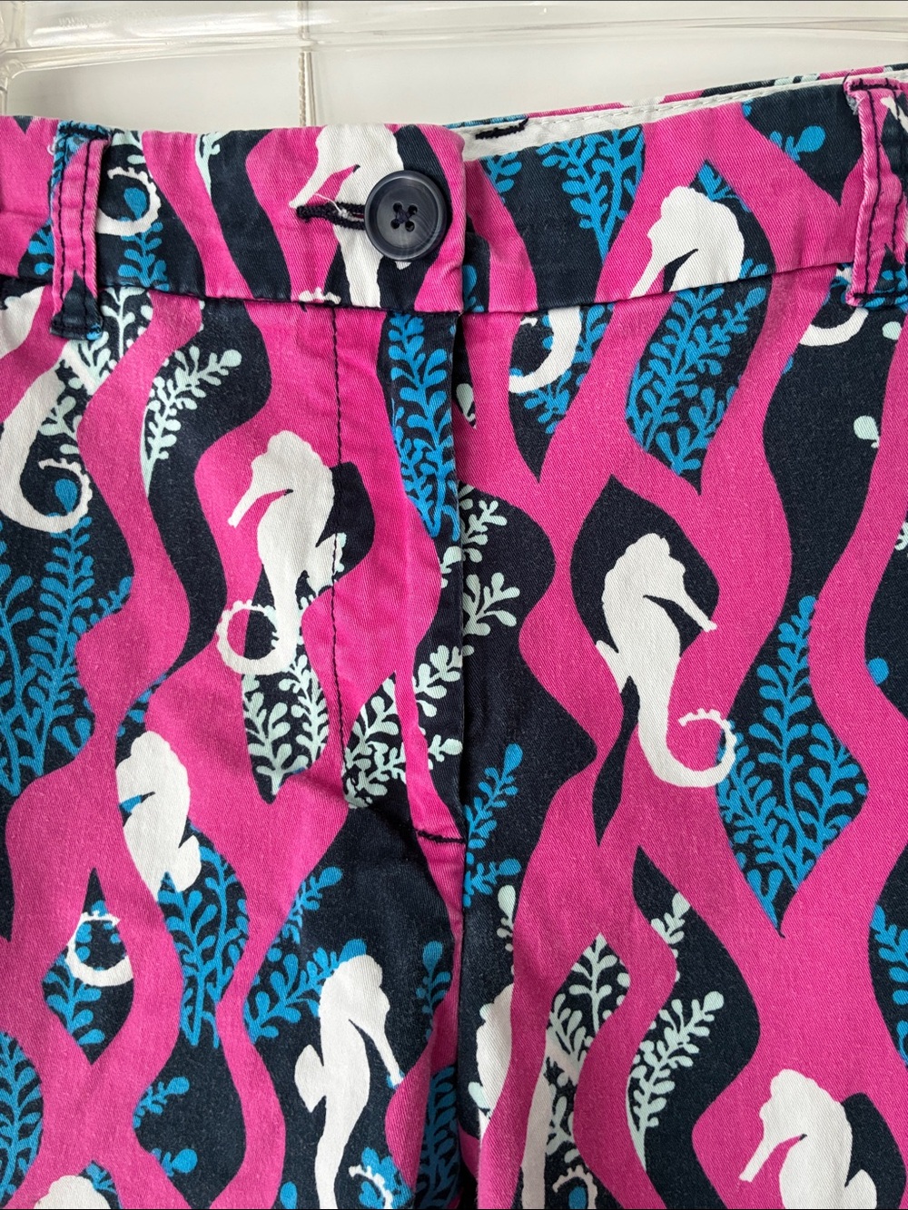 crown & ivy Shorts Seahorse Chino Cotton SZ 16W Pink Blue White - Picture 2 of 6